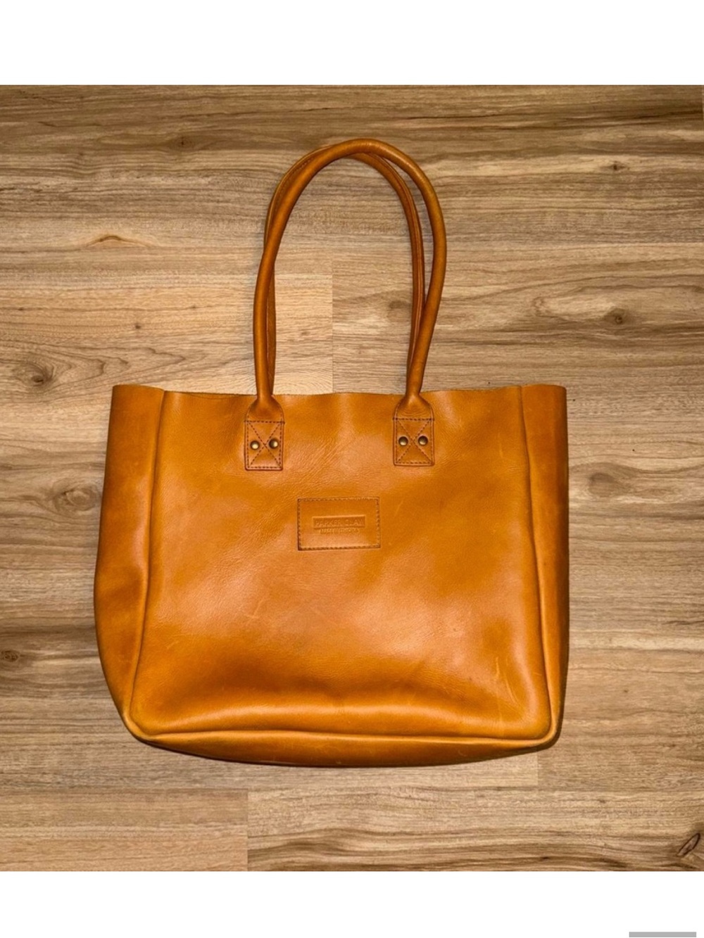 Parker Tan Leather Tote in Warm Camel